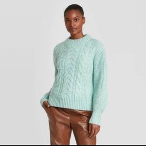 A new day blue cable knit chunky sweater